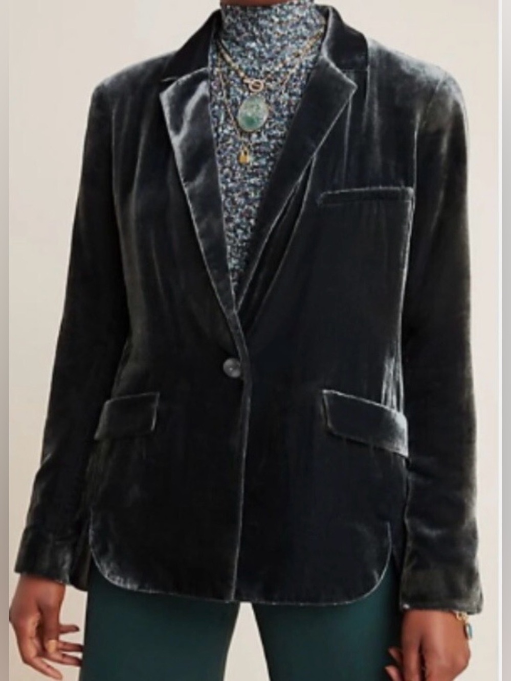 Anthropologie | Velvet Single-Button Blazer